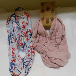 2 New Women's Infinity neck scarves face coverings Mauve & stars designs 💕